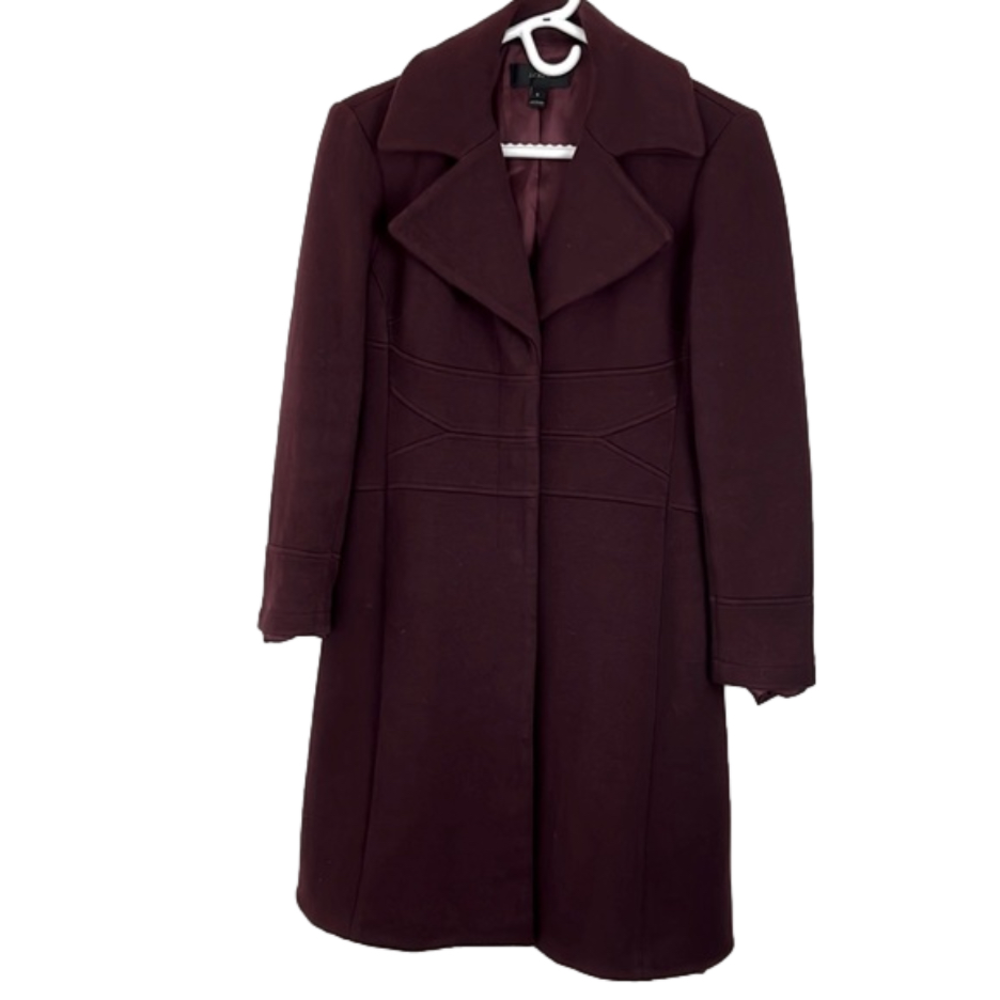 J Crew Burgundy Snap Closure Dress Coat Women's Size 6